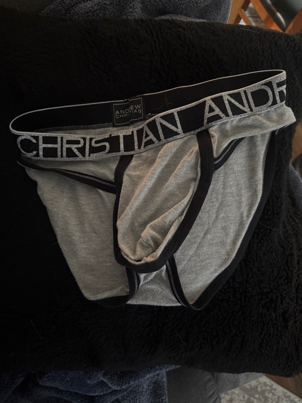 Andrew Christian silver sparkle briefwith Black Trim Waistband